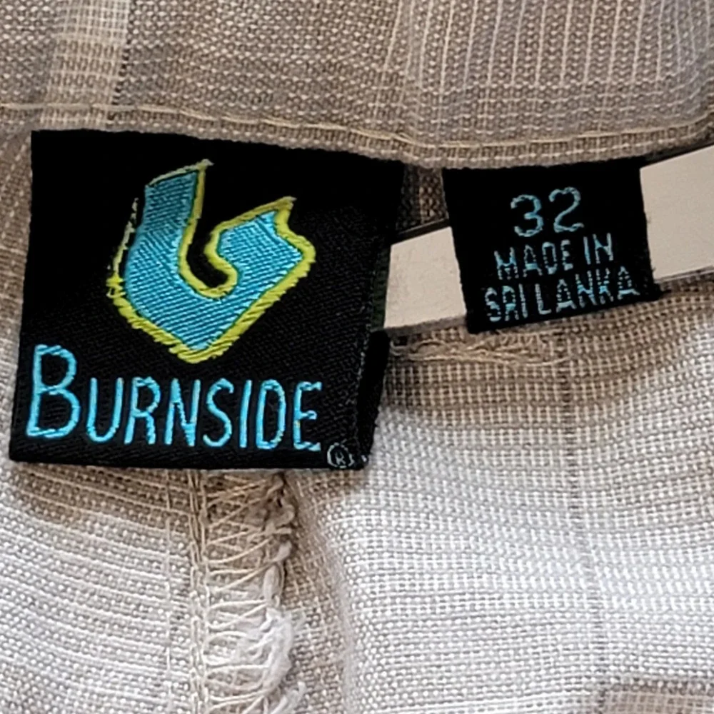 Burnside Shorts Mens‎ 32 Grey Plaid Flat Front Textured Cotton Blend Outdoor